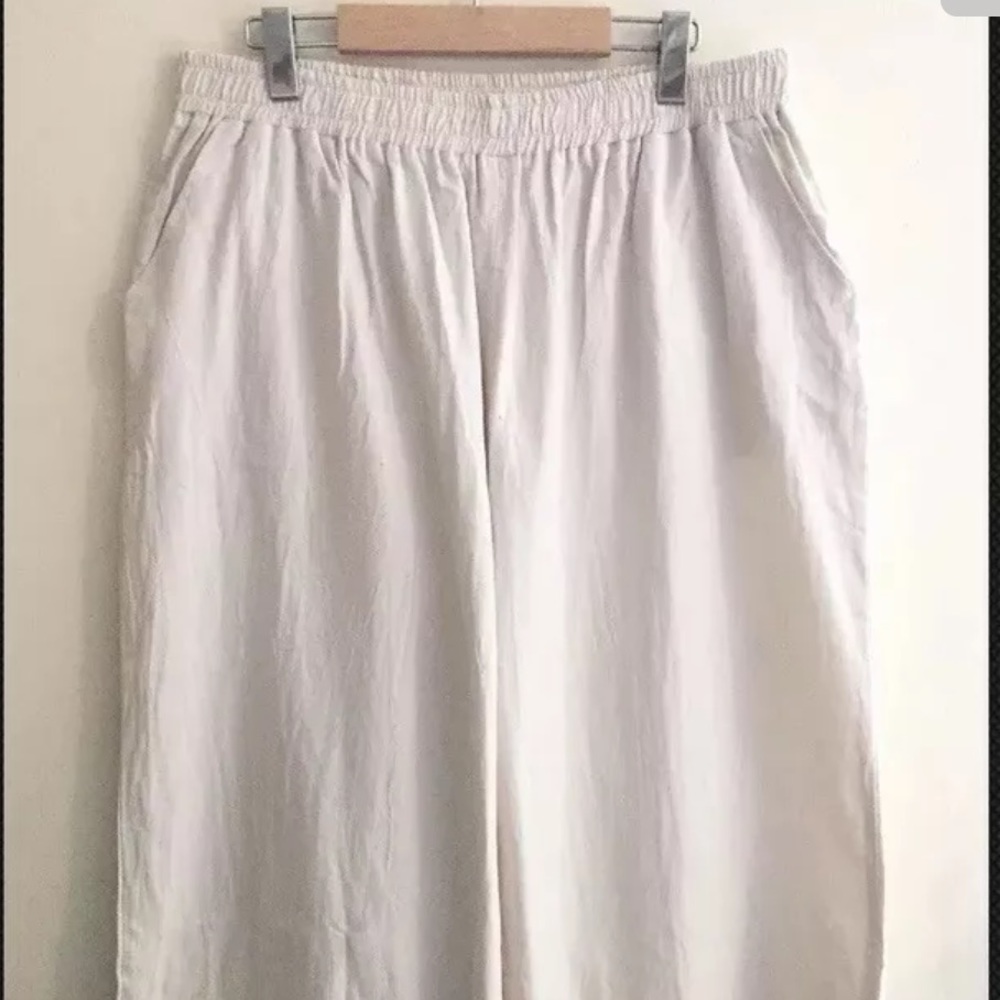 New ECupper Women Wide Leg Palazzo Pants 3XL Cream Cotton